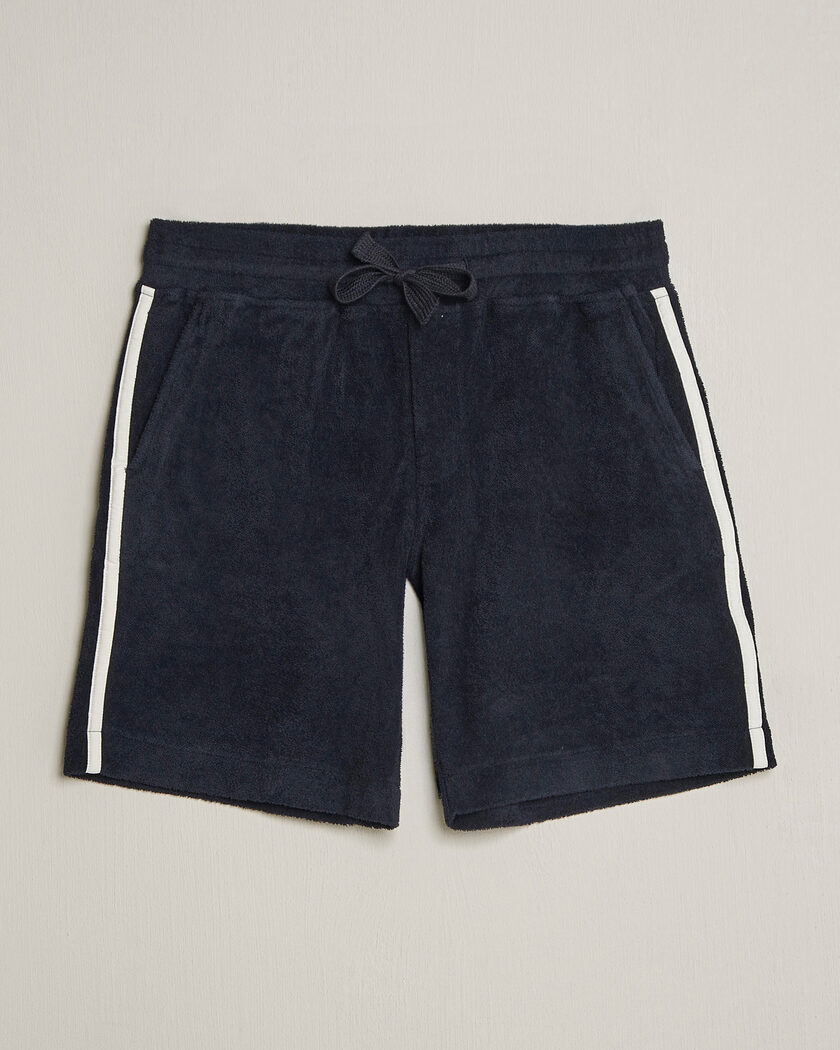 Maison Kitsuné Seersucker Drawstring Shorts Navy at CareOfCarl.com