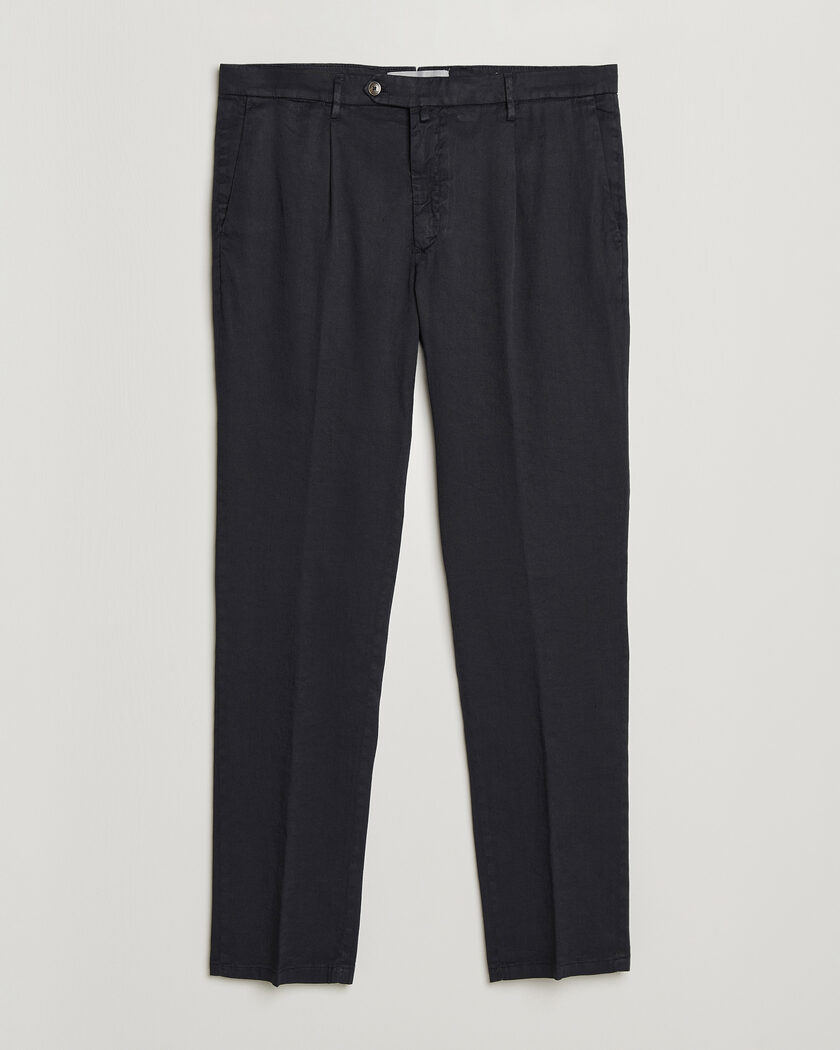 Briglia 1949 Pleated Linen Trousers Navy – Blue