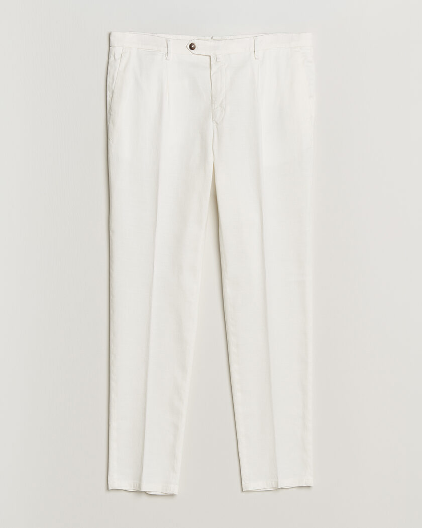 Briglia 1949 Pleated Linen Trousers Cream - Size: 50