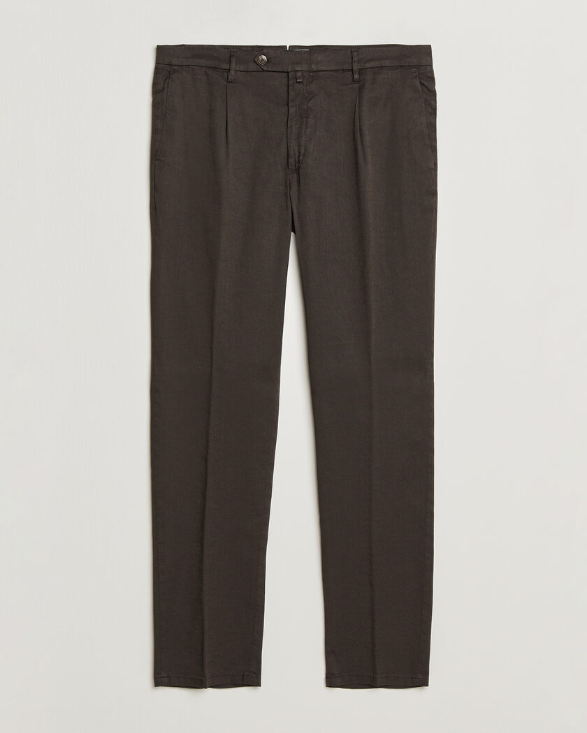 Briglia 1949 Pleated Linen Trousers Brown - Size: 46