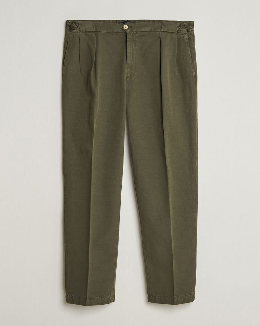 Briglia 1949 Portobello Loose Fit Cotton/Linen Trousers Olive – Green