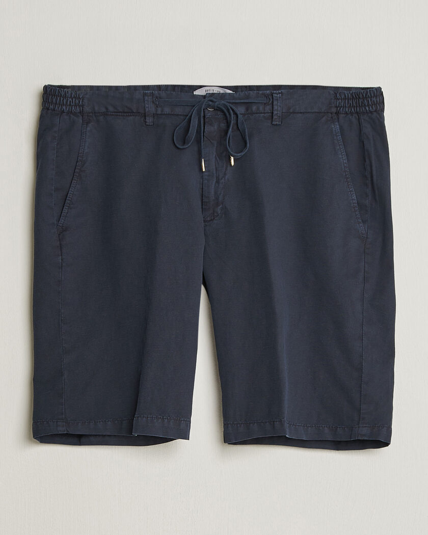 NN07 Gregor Linen Drawstring Shorts Navy Blue at CareOfCarl.com
