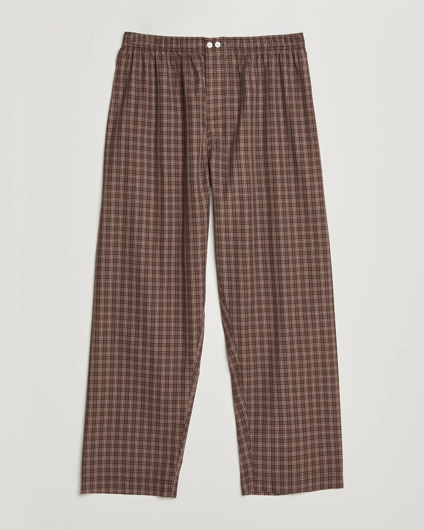 Tekla Fine Twill Pyjama Pants Serra Checks – Brown