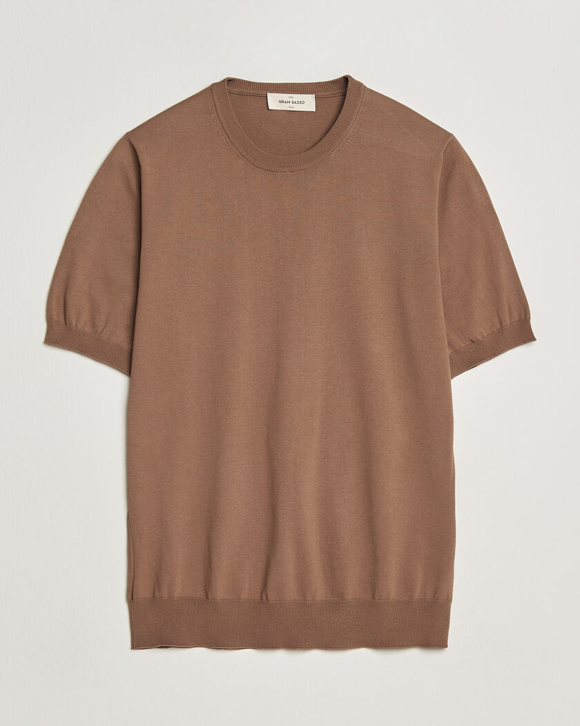 Gran Sasso Cotton Knitted Crew Neck T-Shirt Brown – Brown