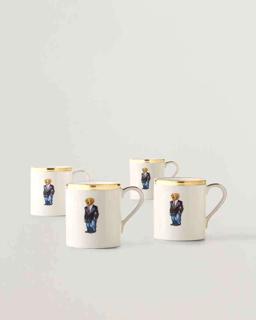 Ralph Lauren Home Wilshire Tuxedo Bear Mug Set White/Gold – White