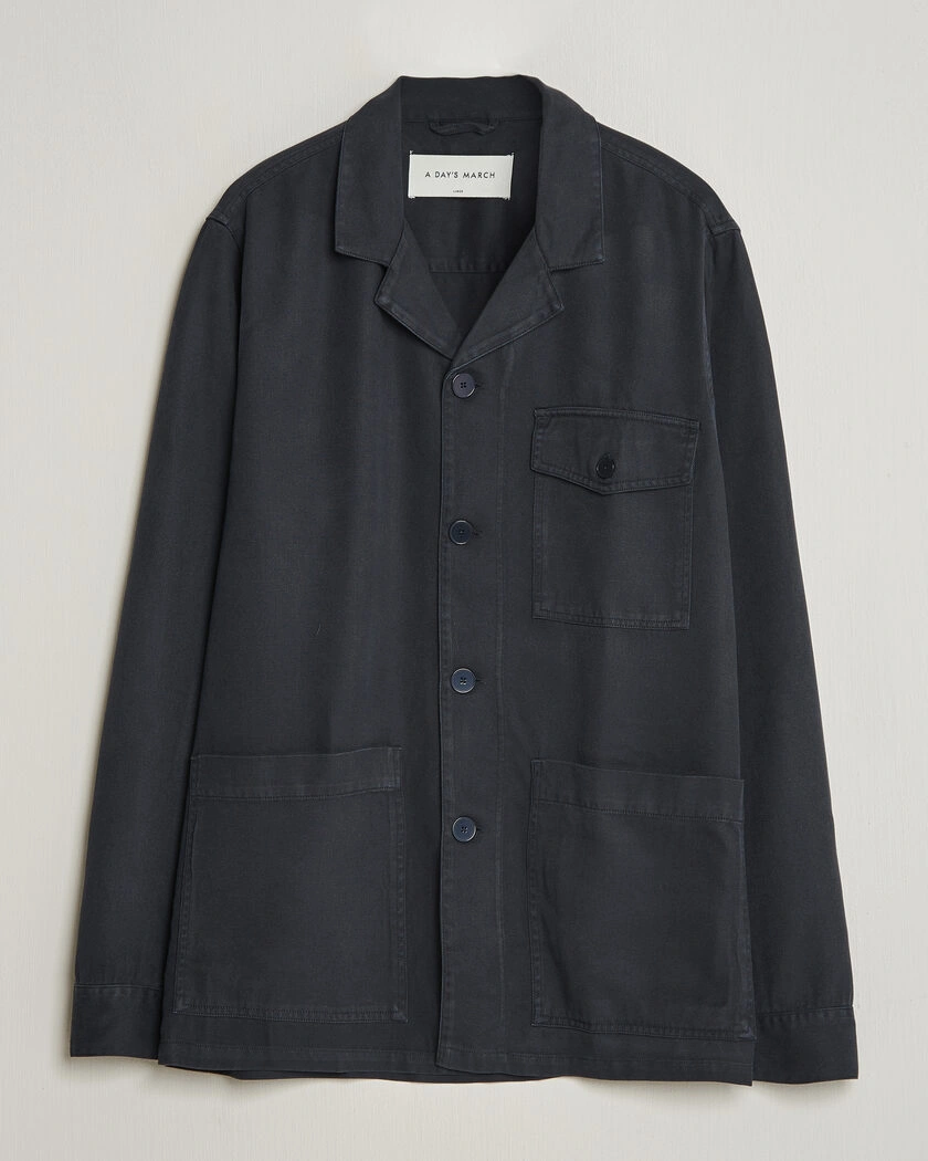 A Day's March Banagher Lyocell Overshirt Navy – Blue