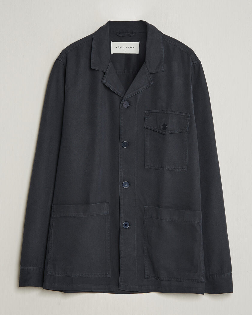 A Day's March Banagher Lyocell Overshirt Navy – Blue