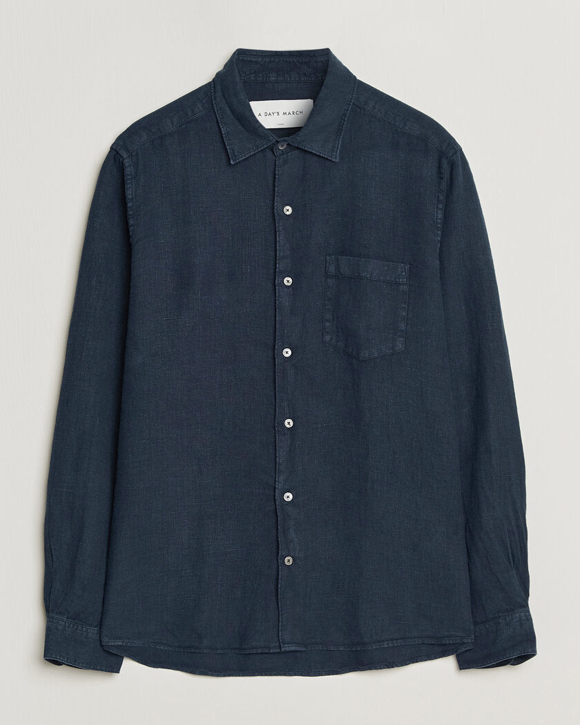 A Day's March Daintree Linen Shirt Navy – Blue