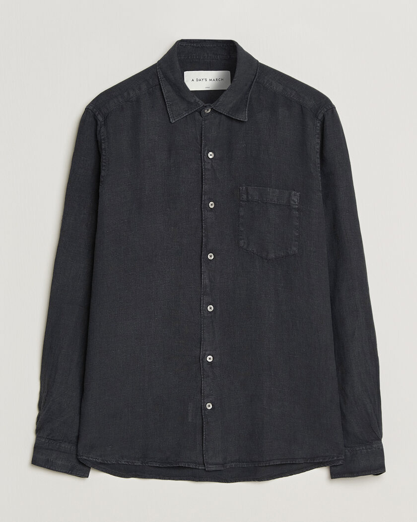 A Day's March Daintree Linen Shirt Off Black – Black