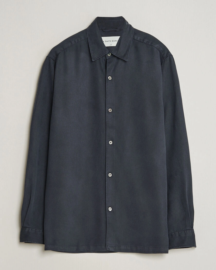 A Day's March Clean Cut Lyocell Shirt Navy – Blue