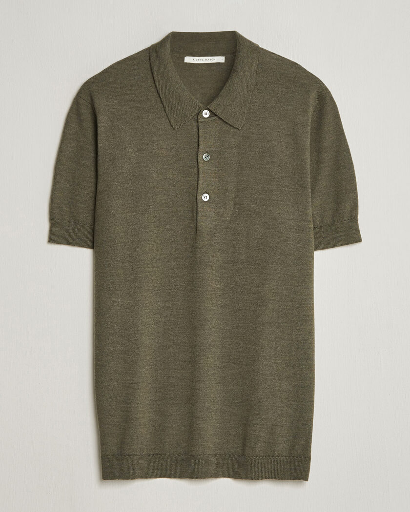 A Day's March Rosehall Knitted Polo Forrest Green – Green