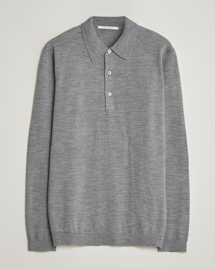 A Day's March Ambroz Merino Polo Grey Melange – Grey