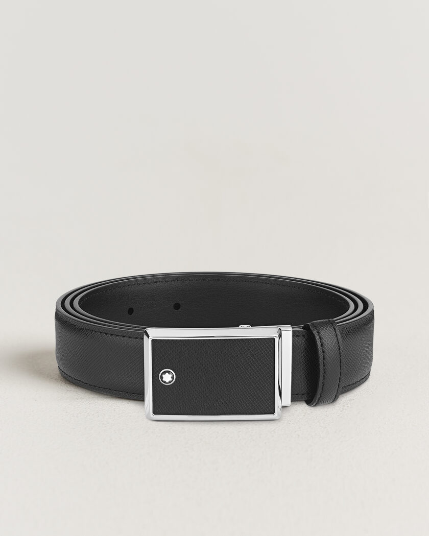 Montblanc Marquetry Plate 30mm Leather Belt Black – Black