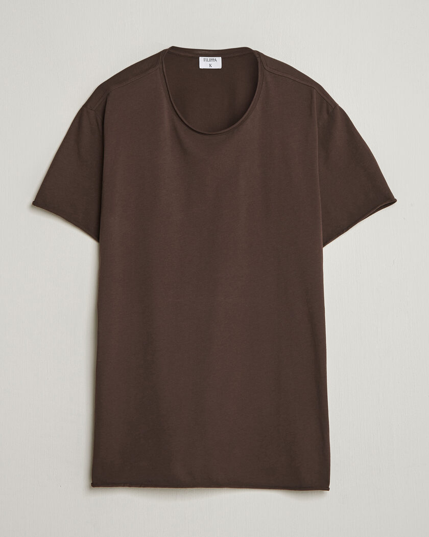Filippa K Roll Neck Crew Neck T-Shirt Dark Chocolate – Brown
