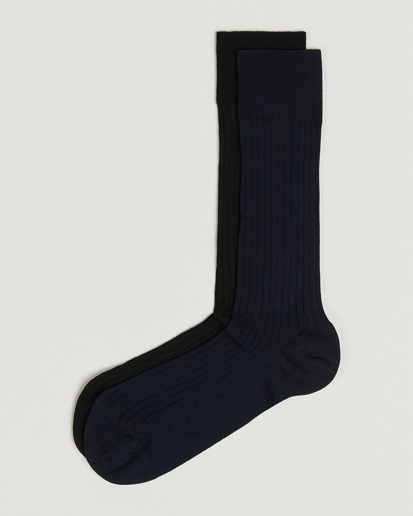 Myrqvist 2-Pack Axel Ribbed Cotton Sock Black/Navy – Multi-colour