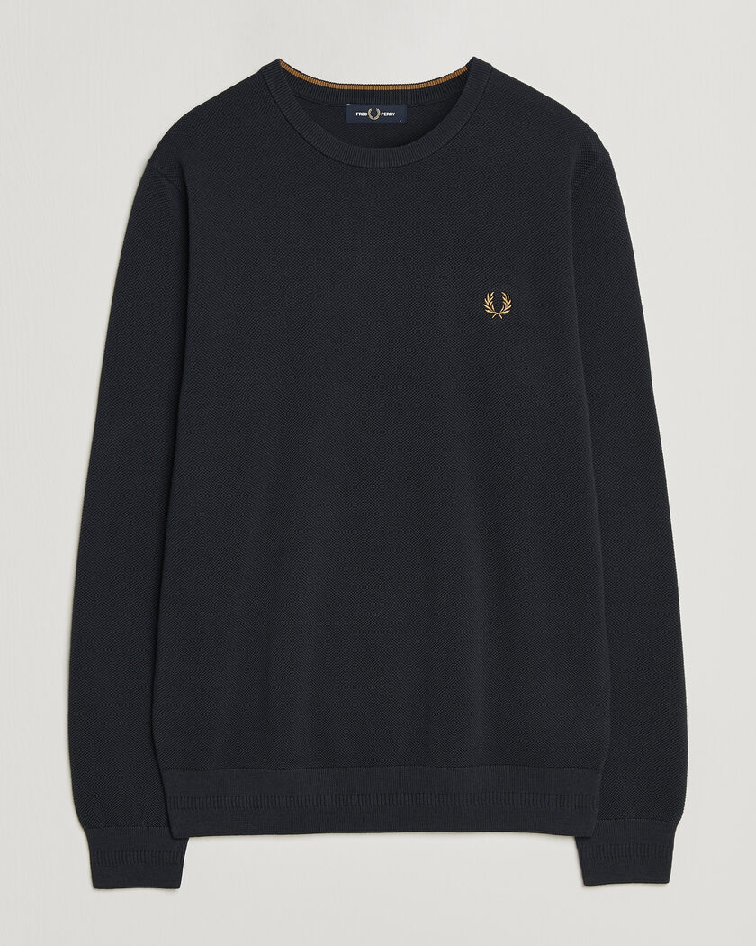 Fred Perry Piqué Stitched Sweater Navy – Blue