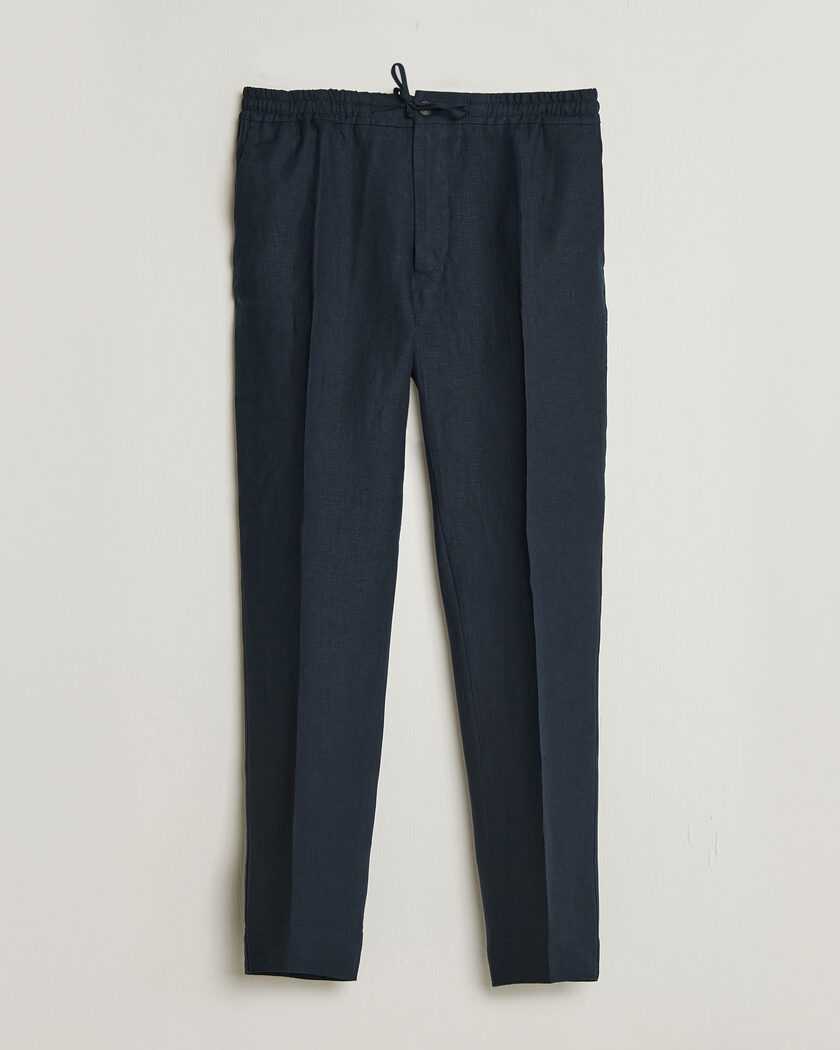 J.Lindeberg Soren Drape Linen Pants Navy – Blue
