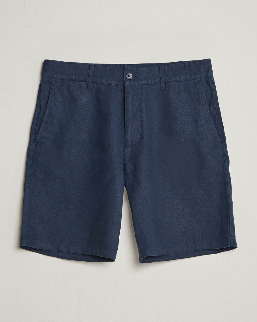 NN07 Aden Linen Shorts Navy Blue – Blue