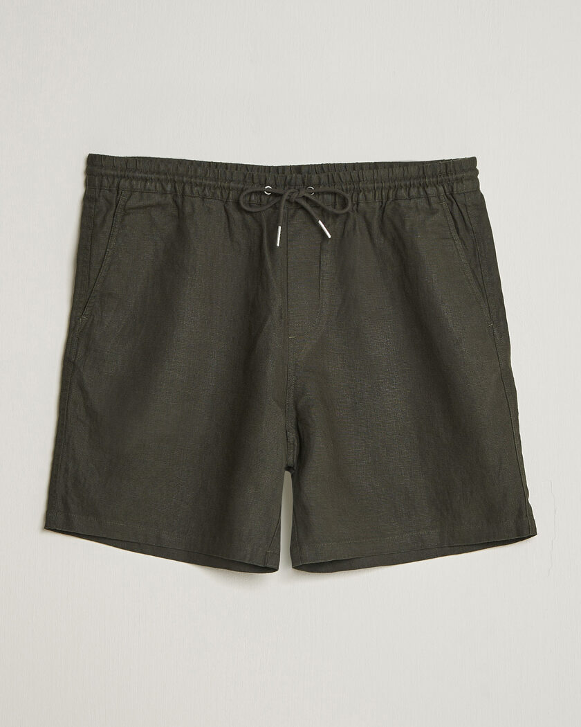NN07 Gregor Linen Drawstring Shorts Dark Army – Green
