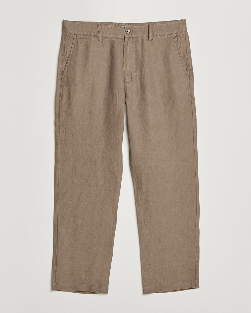 NN07 Aden Regular Fit Linen Trousers Clay Mirage – Brown