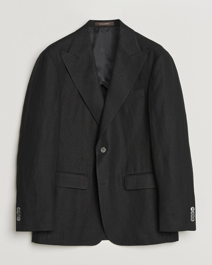 Oscar Jacobson Rufus Soft Linen Blazer Black – Black