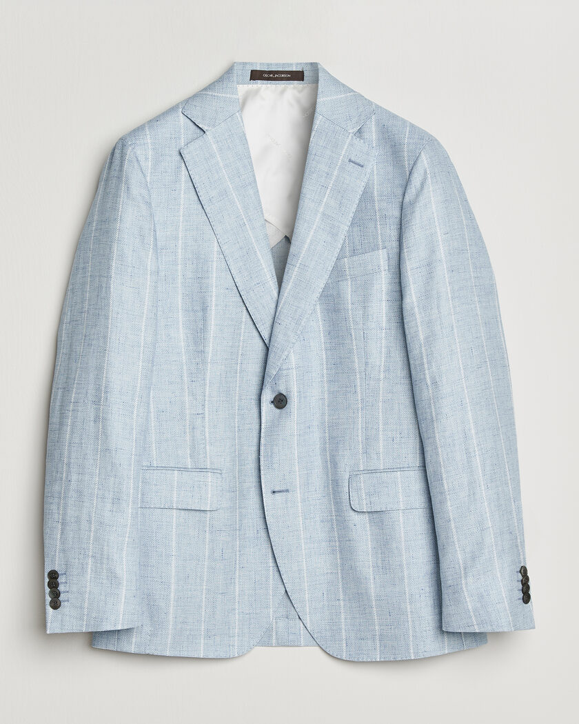 Oscar Jacobson Ferry Soft Linen/Cotton Blazer Light Blue – Blue