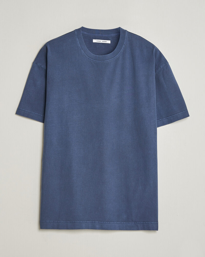 Samsøe Samsøe Joel Organic Washed Cotton T-Shirt Salute Navy – Blue