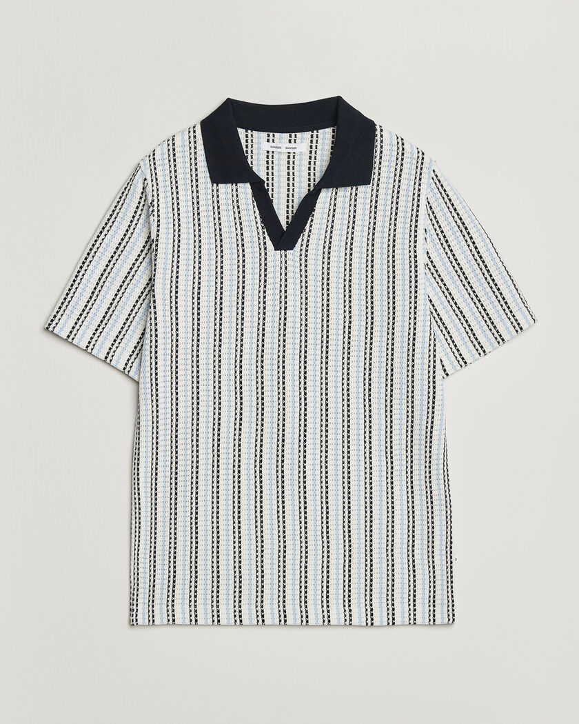 Samsøe Samsøe Mac Striped Knitted Polo Blue/White – Blue