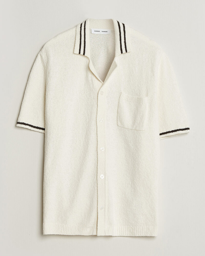 Samsøe Samsøe Pedro Knitted Short Sleeve Shirt Clear Cream – White
