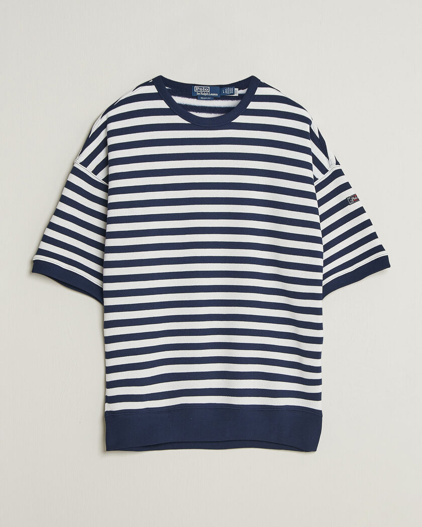 Polo Ralph Lauren Striped Short Sleeve Sweater Newport Navy/White – Blue