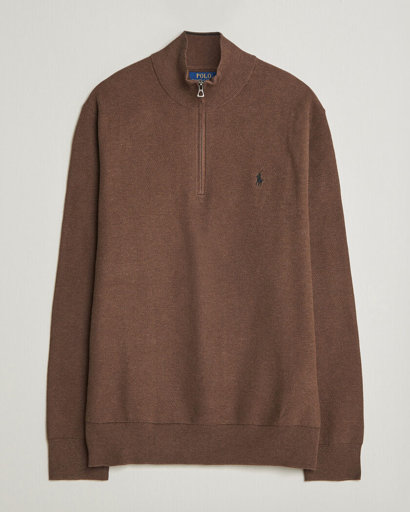 Polo Ralph Lauren Textured Half Zip Polo Black at CareOfCarl.com