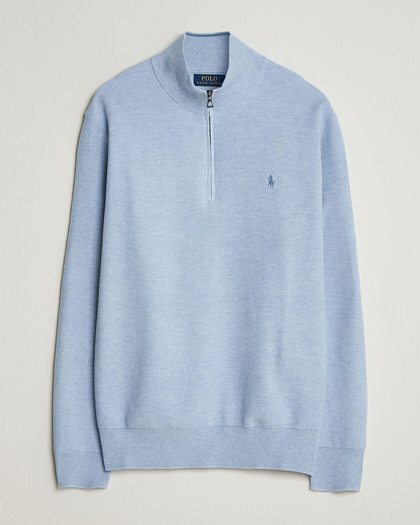 Polo Ralph Lauren Textured Half-Zip Summer Blue at CareOfCarl.com