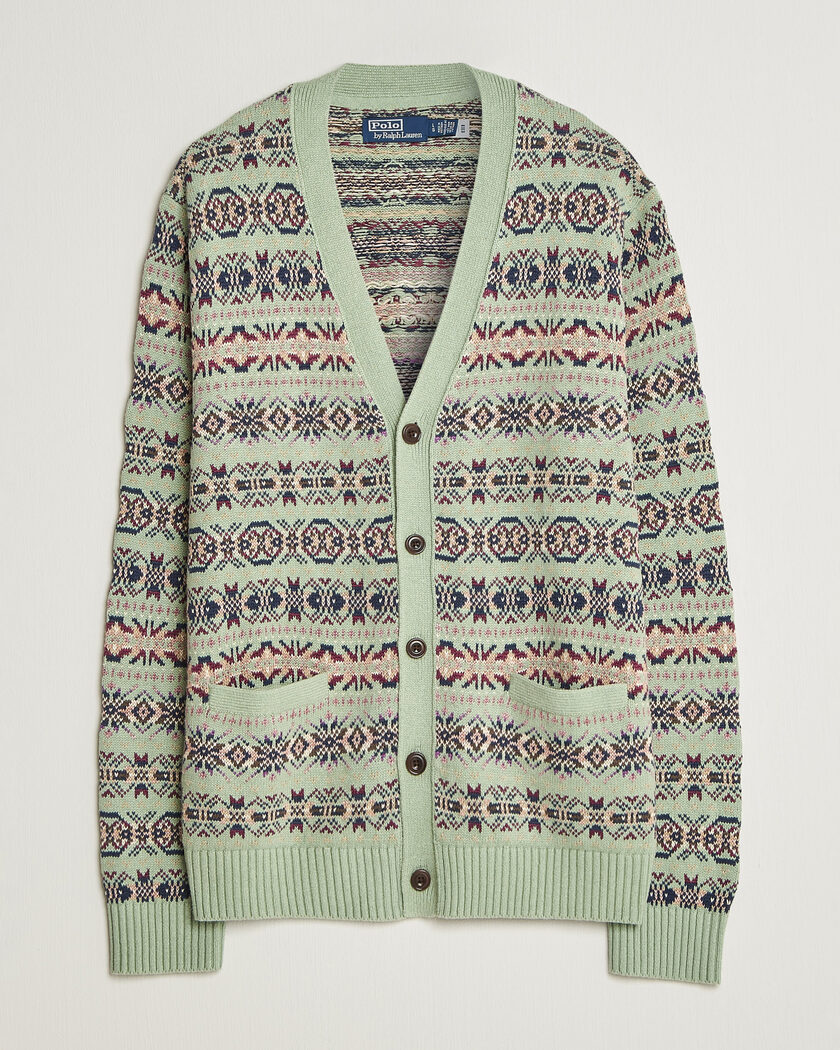 Polo Ralph Lauren Cotton/Linen Fairisle Cardigan Green Combo – Green