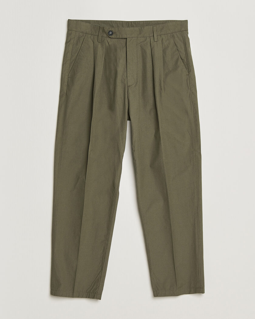 Massimo Alba Stan Pleated Chinos Military – Green