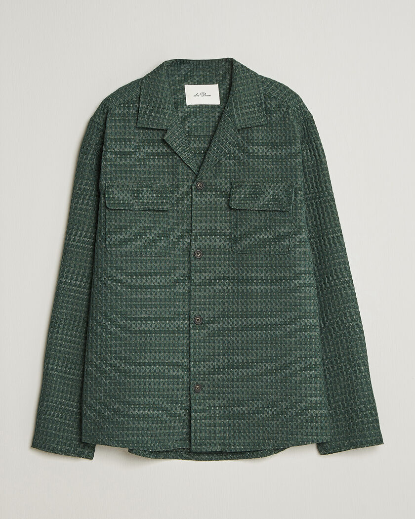 LES DEUX Check Seersucker Overshirt Pine Green – Green