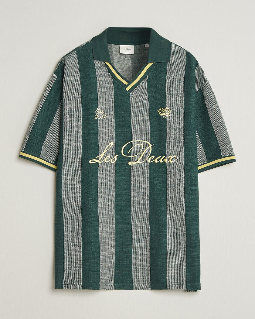 LES DEUX Stripe Jacquard Football Jersey Pine Green – Green