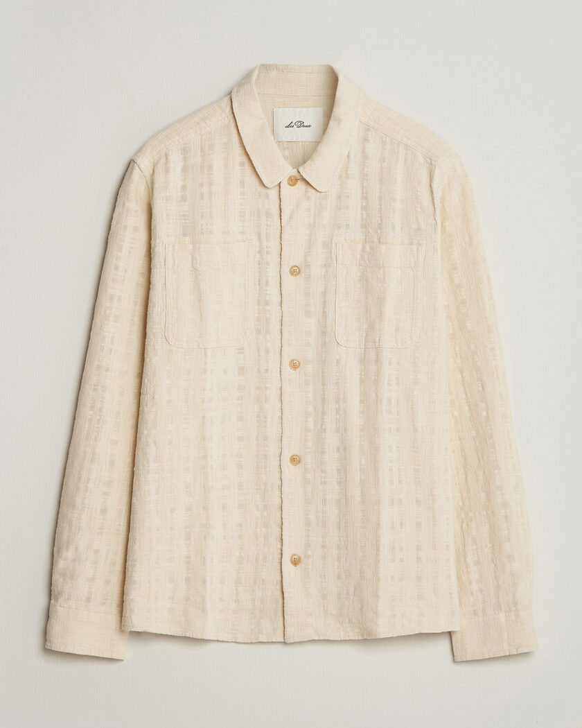 LES DEUX Textured Slub Overshirt Ivory – White