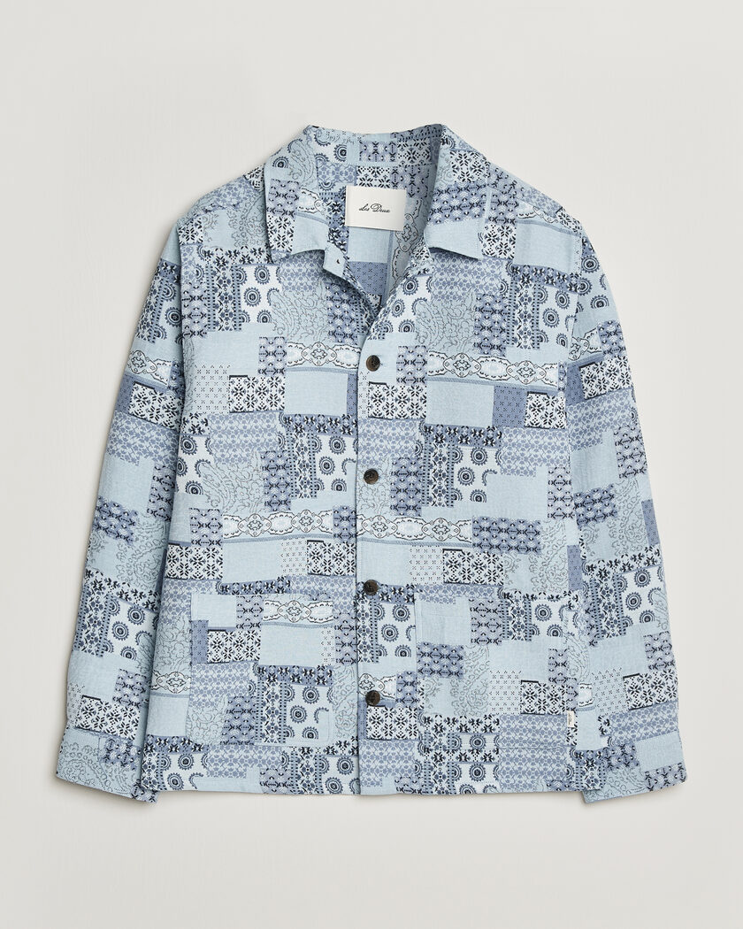LES DEUX Patchwork Jacquard Overshirt Skyway Blue – Blue