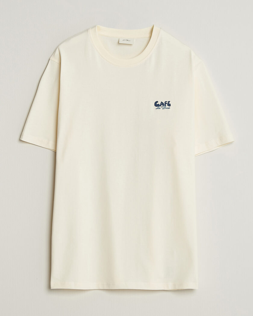 LES DEUX Café Backprint T-Shirt Light Ivory – White