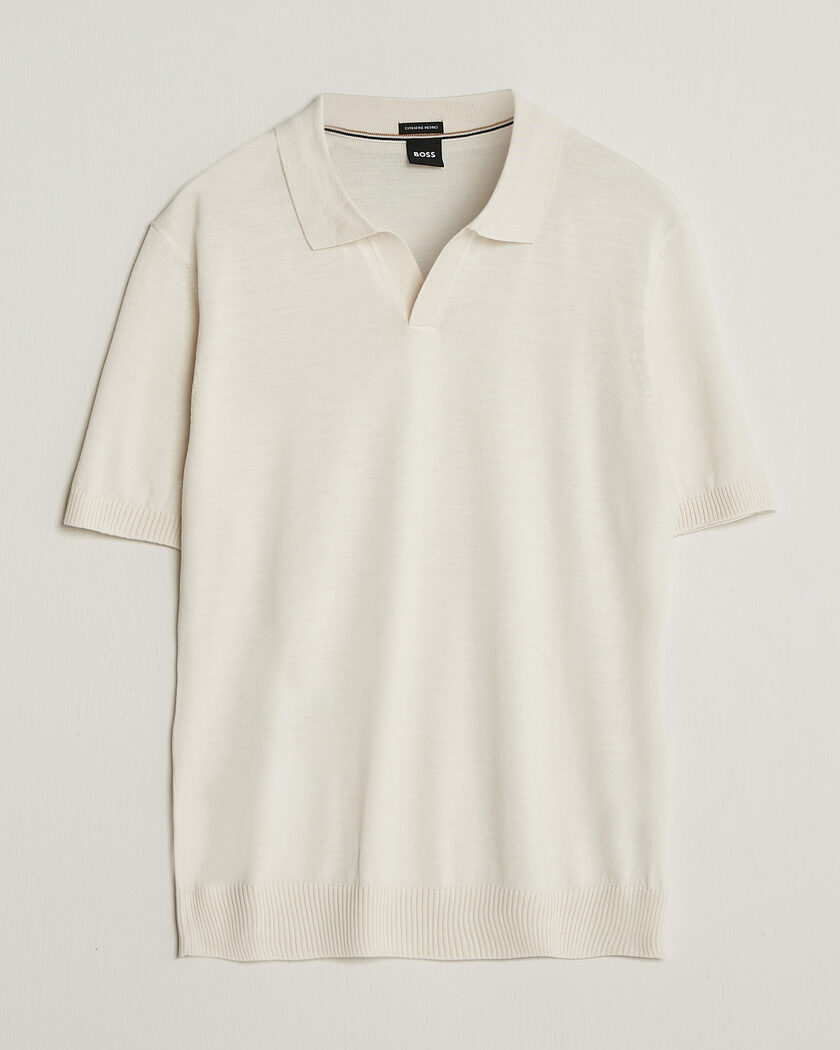 BOSS BLACK Lantoni Knitted Polo Open White – White