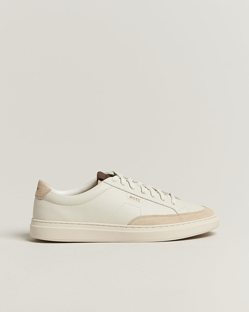 BOSS BLACK Kieran Leather/Suede Sneaker Open White – White