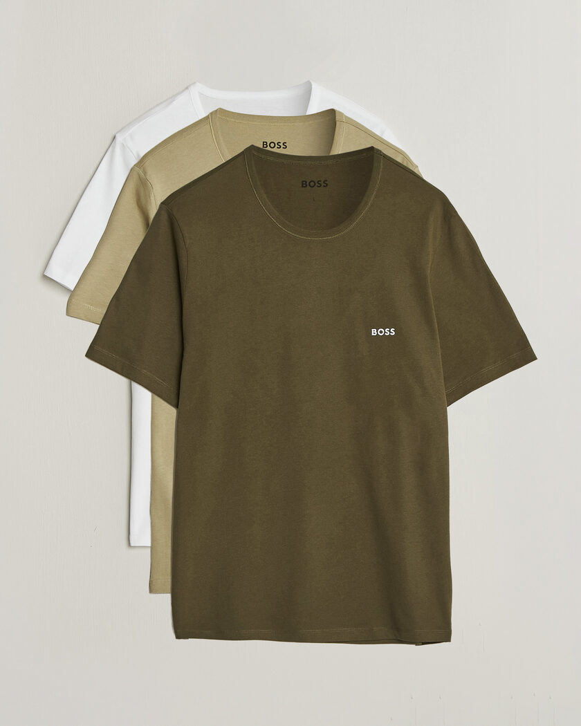 BOSS BLACK 3-Pack Crew Neck T-Shirt Green/Beige/White – Multi-colour