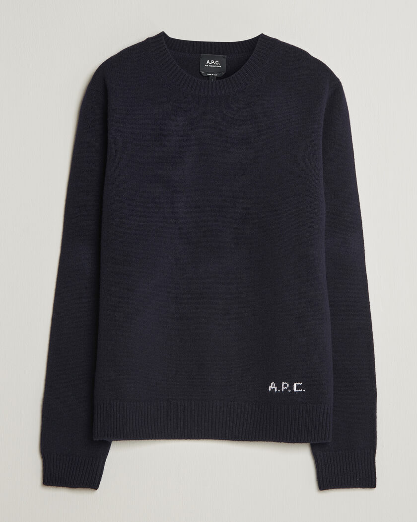 Gran Sasso Cotton/Cashmere Knitted Crew Neck Sweater Navy Melange