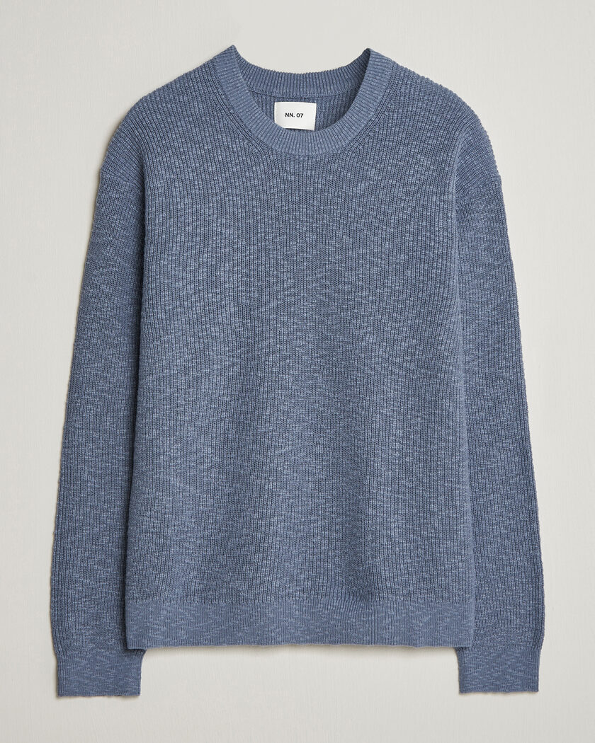 NN07 Russell Cotton Knitted Sweater Stone Blue – Blue