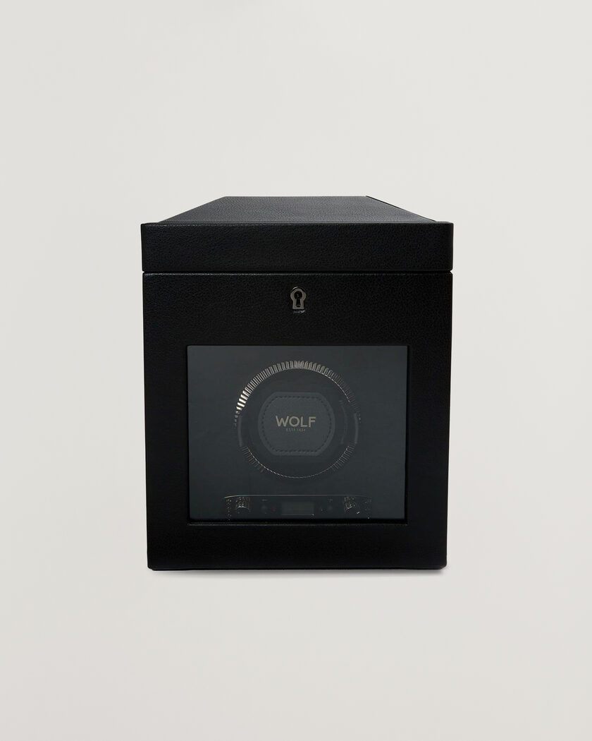 WOLF British Racing Single Watch Winder With Storage Black – Black