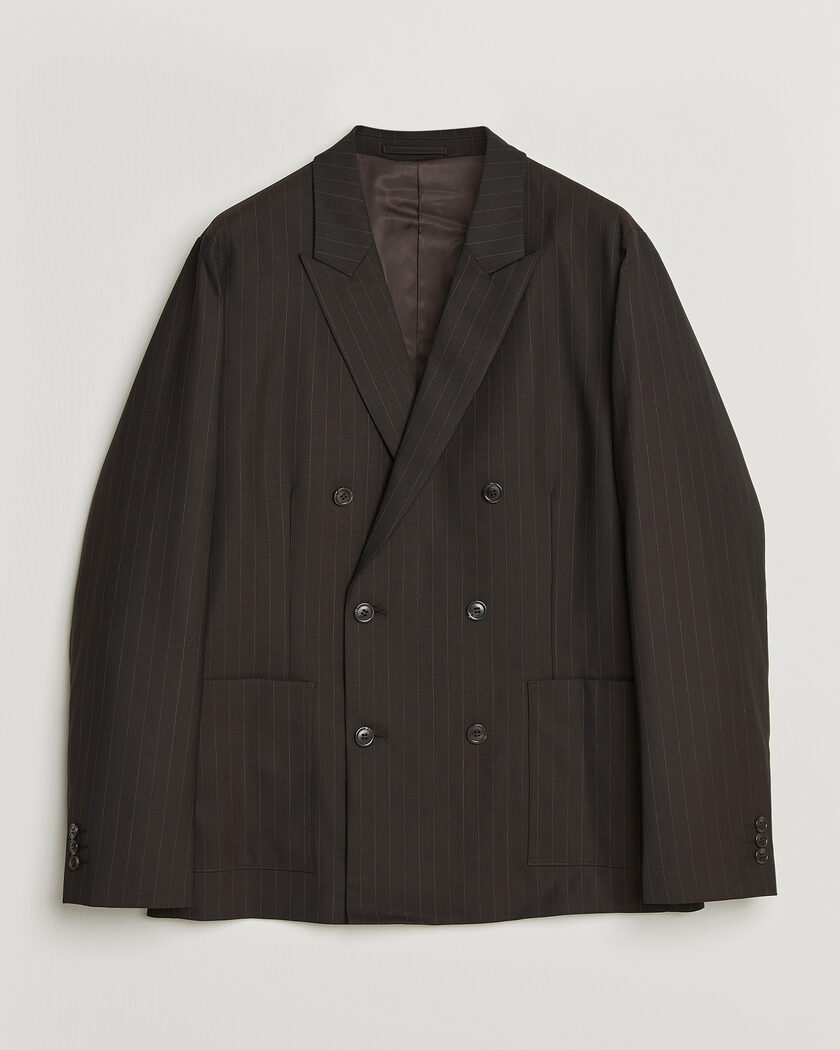 NN07 Jordin Pinstriped Double Breasted Blazer Dark Brown – Brown