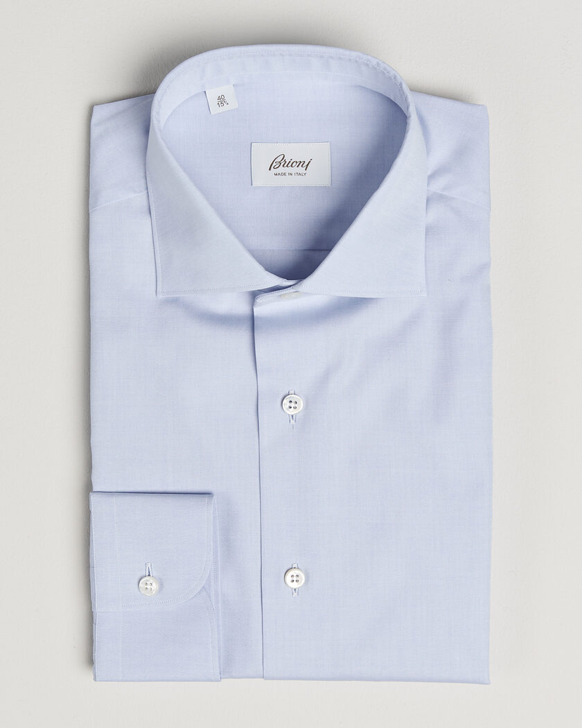 Brioni Poplin Cotton Dress Shirt Light Blue – Blue
