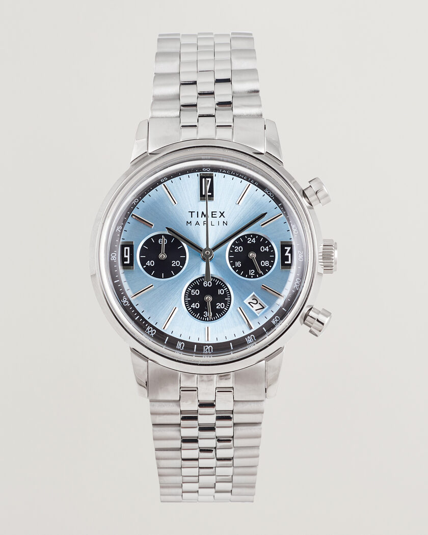 Timex Marlin Quartz Chronograph Steel 40mm Ice Blue Dial – Blue