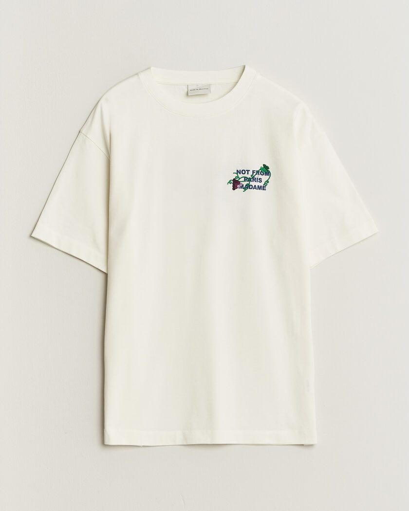 Drôle de Monsieur Vine Embroidered Slogan T-Shirt Off White – White