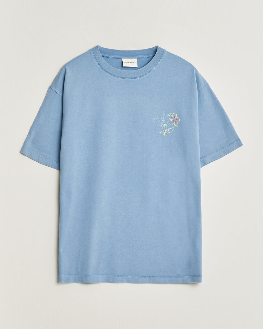 Drôle de Monsieur Esquisse Slogan T-shirt Light Blue – Blue